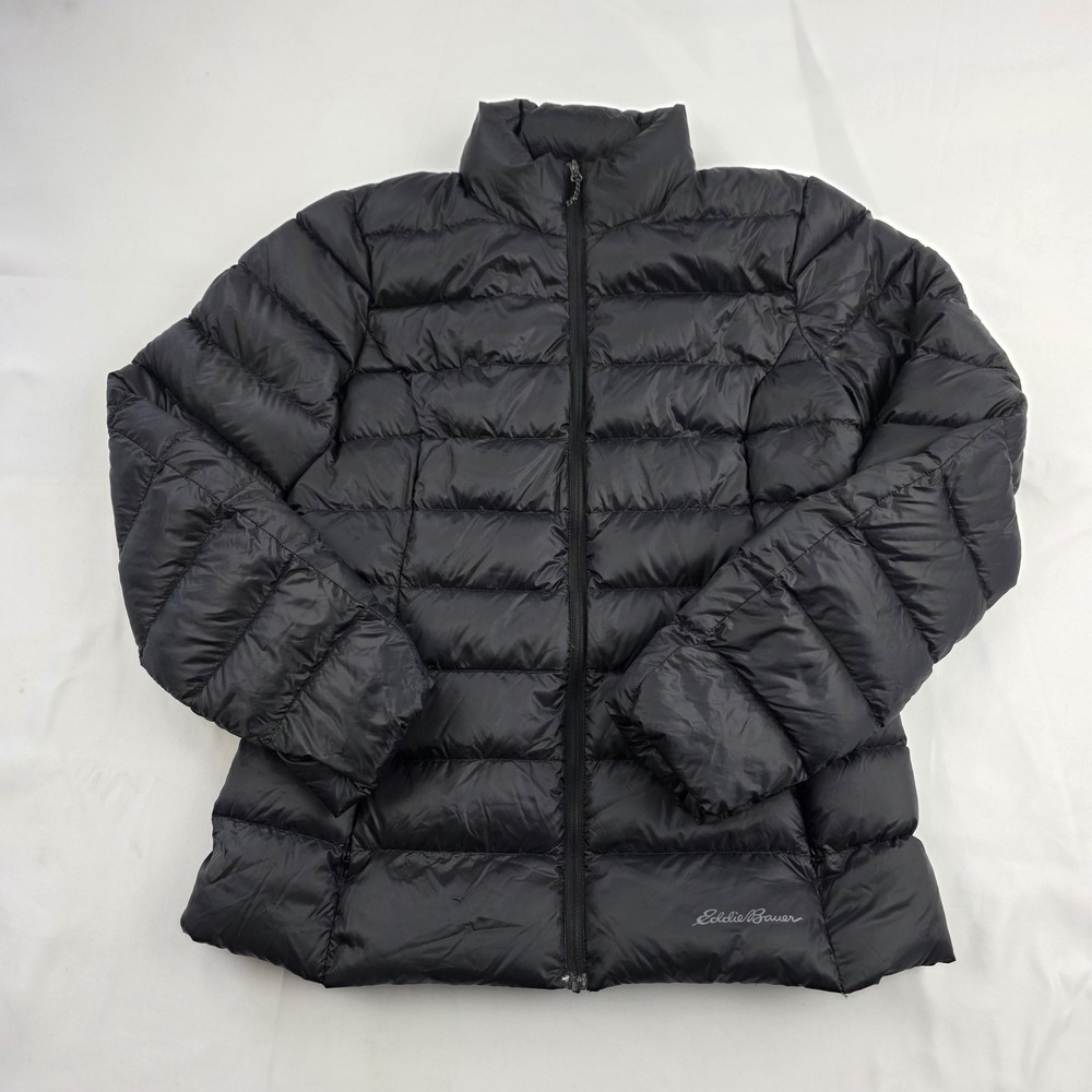Eddie Bauer Jacket Womens Small Black EB650 Down Puffer Full Zip Lightweight